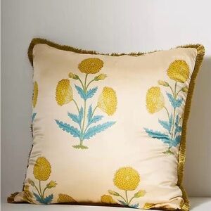 Anthropologie Silk Mix Print Floral Pillow